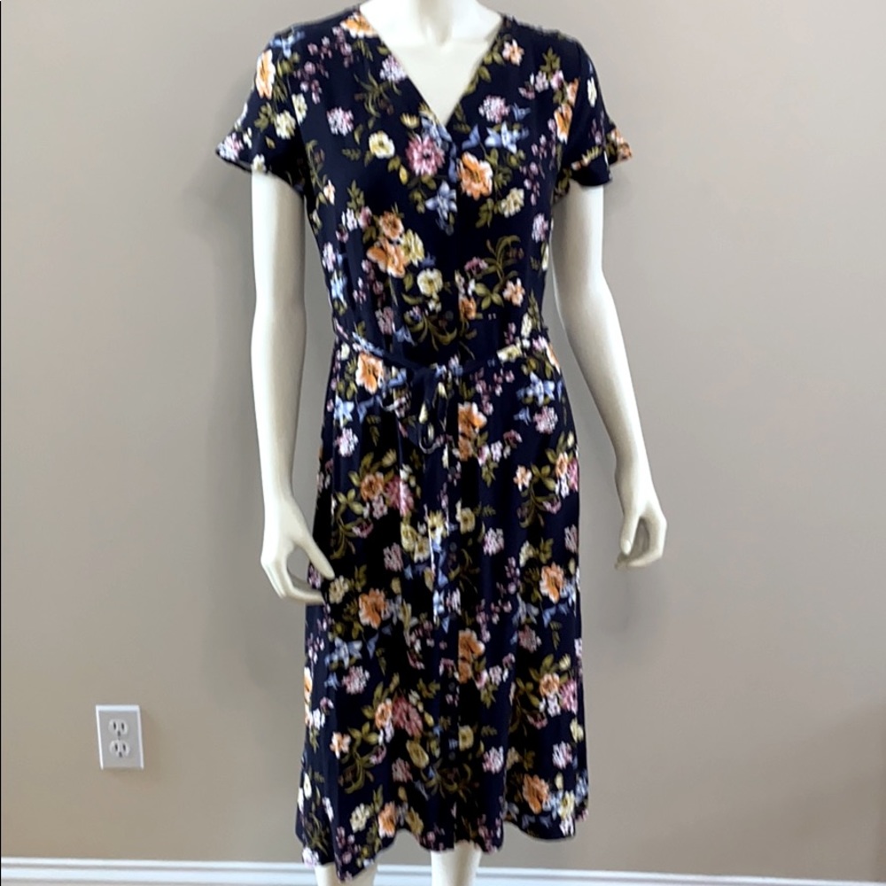 LOFT FLORAL MIDI DRESS